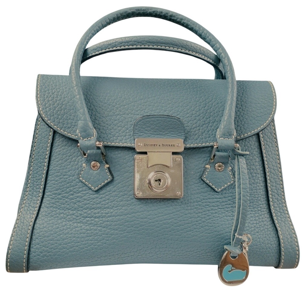 Dooney & Bourke Satchel Small Blue Good Pebbled Leather Turn-Lock Duck Charm